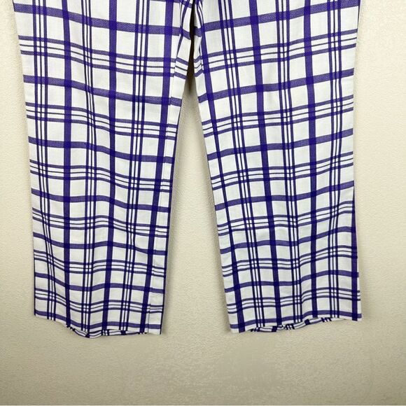 Vntg Purple Plaid Wide Leg 60s Mod Groovy Harry Styles Pants Med - Picture 4 of 9